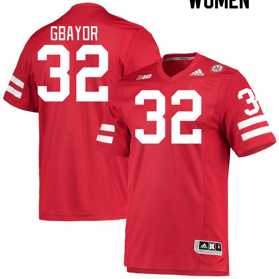 Women #32 Mikai Gbayor Nebraska Cornhuskers College Football Jerseys Stitched Sale-Red - Click Image to Close